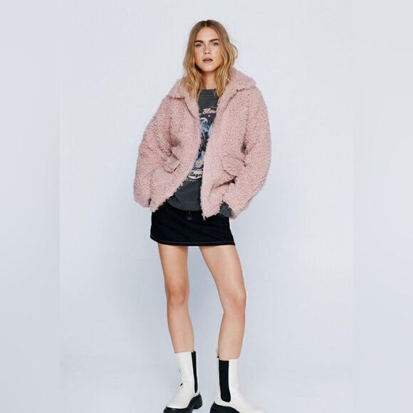 H&M Teddy Pocket Detail Zip Through Jacket XS - Picture 1 of 14